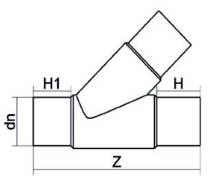 Тройник 45° удлиненный хвостовиком